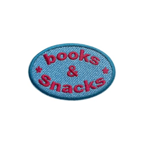 LEMEPINZ Buch & Snacks Patch, Größe 7,6 cm, zum Aufbügeln für Buchliebhaber, Stickerei-Flicken für Hüte, Kleidung, Rucksäcke, Jeans, DIY Aufnäher zum Aufnähen, Stoffflicken, lustige Essens-Patches, von LEMEPINZ