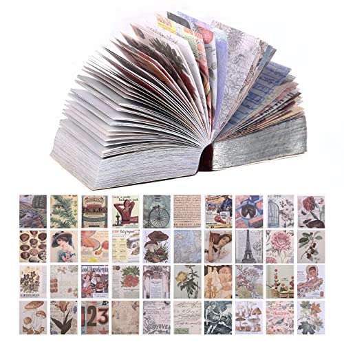 LEMESO 400 PCS Scrapbooking Sticker Set Vintage Scrapbooking Retro Aufkleber Papier Washi Stickes Vintage Wall Collage diy Kit für Tagebuch Bücher Journaling Fotoalbum Notizbuch von LEMESO