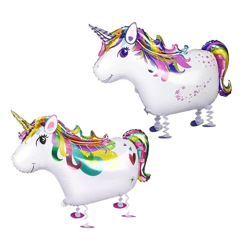 2 Stück Einhorn Luftballons, Folienballon Einhorn ca. 85 cm, Airwalker Ballon, Einhorn Ballon, Luftballon Einhorn, Folienballon Airwalker für Einhorn Geburtstag, Kindergeburtstage von LEMONSTONE