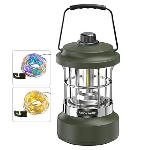 Camping-Lichterkette, 3-in-1 Outdoor-Lichterkette (120 m), wiederaufladbare Lichterkette, Camping, USB, wasserdicht, tragbar, einziehbar, Camping-Lichterkette für Camping, Wandern von LEMVUZ