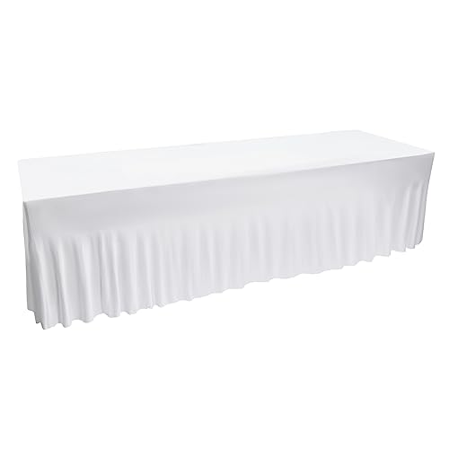 LENJKYYO 2-Pack Polyester Tischröcke für Messe Bankett Rechteck Waschbare und knitterfreie Stretch Tischdecke für Partys Veranstaltungen Hochzeiten Bankette Weiß von LENJKYYO