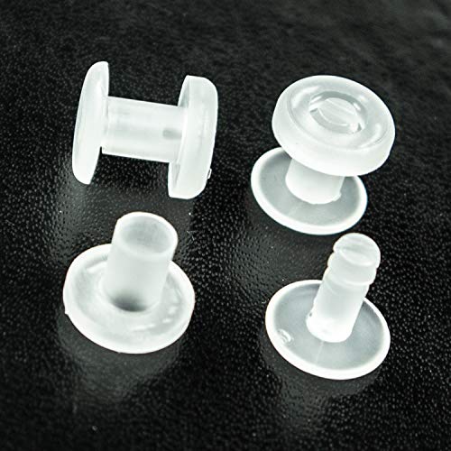 LEO’s - 100 x Drucknieten Kunststoff 22 mm Höhe (d= 28 mm) Transparent - Druckniete Druckösen zur dauerhaften Zusammenheftung von Drucksachen - Buchnieten Kunststoffnieten ohne Werkzeug montierbar von LEO's