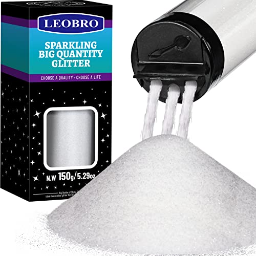 LEOBRO 150 G/5,29 Oz Feiner Glitzer, Feiner Glitzer Weiß, Ultrafeiner Glitzer, Bastel Glitzer FüR Harzkunst, DIY Kunsthandwerk, KöRper Nagel Glitzer, Festival Glitzer, Weihnachts Glitzer von LEOBRO