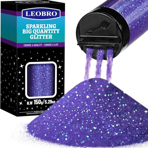 LEOBRO Lila Glitzer, Glitzer, 150g Irisierendes Lila feines Glitzer, Glitter Pulver Craft Glitter Halloween Glitter, Extra feines Glitter für Harz Handwerk Tumbler Kerze DIY Kunst und Handwerk von LEOBRO