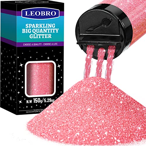 LEOBRO Rosa Glitter, 150g Glitzer, Extra feiner Glitter, Harz Glitzerpulver, feiner Glitter für Kunsthandwerk, Bulk Metallic Craft Glitter für Harz, DIY Glitter Tumbler Malerei Kunsthandwerk Glitter von LEOBRO