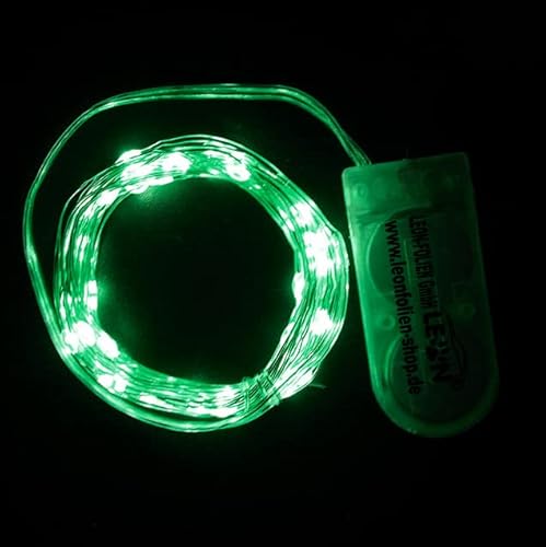 Mini LED Lichterkette Grün mit Batterie 2 Meter 20 LEDs Kupferkabel Wasserdicht Draht Klein Dekoration Weihnachten Halloween Drahtlichterkette für Innen DIY Hochzeit von LEON FOLIEN