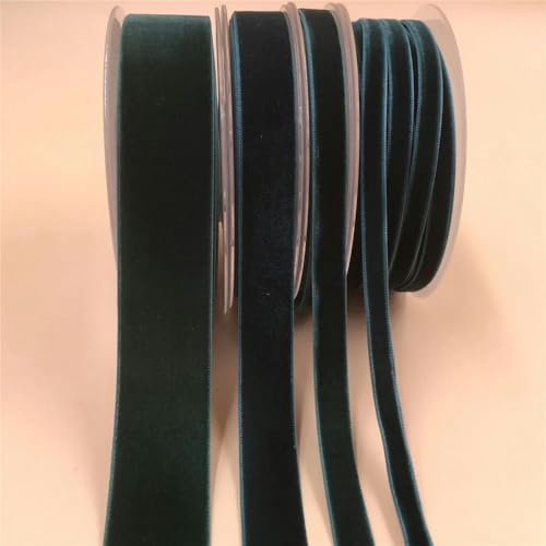 10 mm, 5–200 Yards, einseitiges Samtband für handgefertigte Blumenstraußverpackungen, Heimparty-Dekoration, Weihnachtssamtband, DK-Grün V008, 9 m von LEPIZ