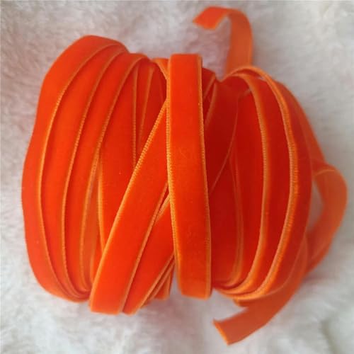 10 mm, 5–200 Yards, einseitiges Samtband für handgefertigte Blumenstraußverpackungen, Heimparty-Dekoration, Weihnachtssamtband, Orange V020 – 9 von LEPIZ