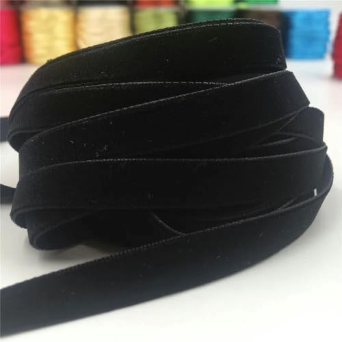 10 mm, 5–200 Yards, einseitiges Samtband für handgefertigte Blumenstraußverpackungen, Heimparty-Dekoration, Weihnachtssamtband, Schwarz V031 – 9 von LEPIZ