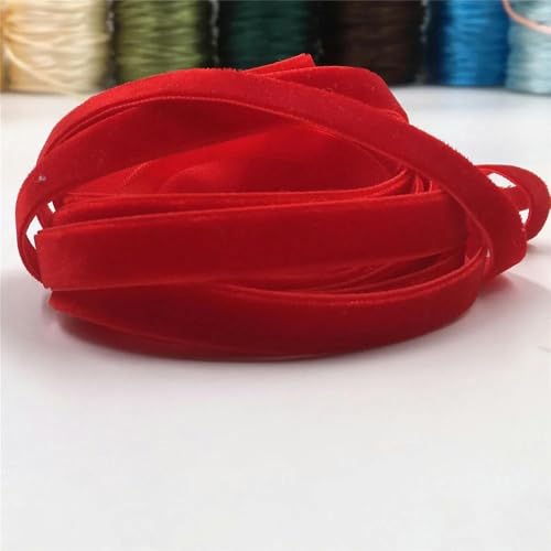 10 mm, 5–200 Yards, einseitiges Samtband zum Verpacken handgefertigter Blumensträuße, Party-Dekoration zu Hause, Weihnachtssamtband, Rot V001, 9 von LEPIZ