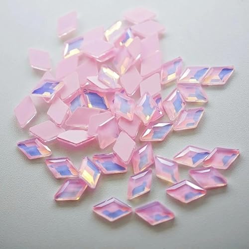 100/500 Stück Opalfarbe Mokka Glasdiamant mit flachem Boden 4 x 6 mm Diamant Sommer Kleine Mini-Größe Strass DIY Zubehör-4 x 6 mm Rosa-500 Stück von LEPIZ