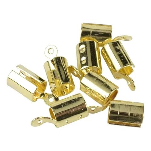 100 Stück/Los 5 x 12 mm Lederband-Crimpverbinder, Faltverschlüsse für die Schmuckherstellung, Gold, 4,0 mm von LEPIZ