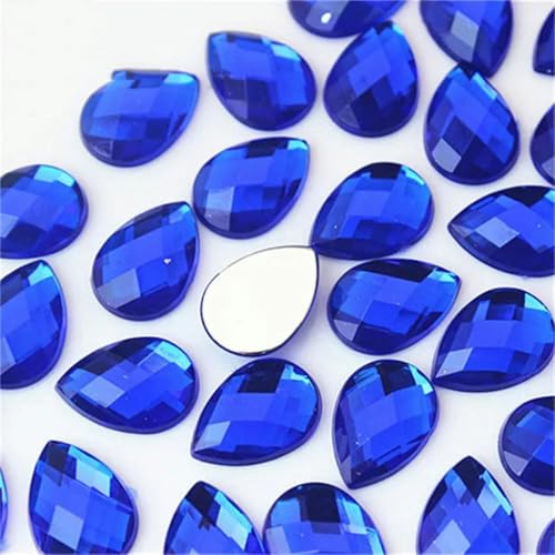 100 Stück 10 x 14 mm Acryl-Strass-Applikationen mit flacher Rückseite, Steine und Kristalle für Kostüme, Bastelzubehör, 8Y496-Blau von LEPIZ