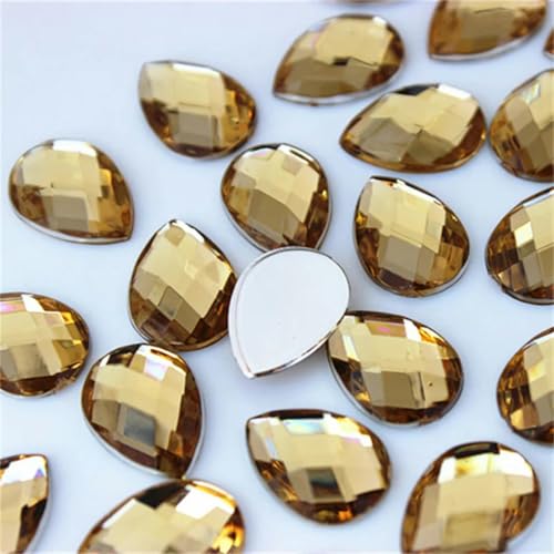 100 Stück 10 x 14 mm Acryl-Strass-Applikationen mit flacher Rückseite, Steine und Kristalle für Kostüme, Bastelzubehör, 8Y496-Hellkaffee von LEPIZ