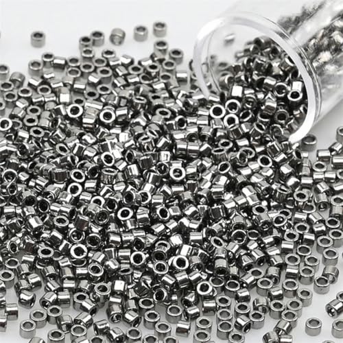 1200 Stück/Röhre, metallische Rocailles-Perlen, gleichmäßige Stickerei, Glas-Rocailles-Perlen-Anhänger zur Schmuckherstellung, DIY-Zubehör, PZ709, 2 mm, 1200 Stück, Röhre von LEPIZ