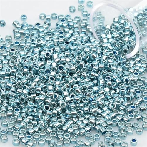 1200 Stück/Röhre, metallische Rocailles-Perlen, gleichmäßige Stickerei, Glas-Rocailles-Perlen-Anhänger zur Schmuckherstellung, DIY-Zubehör, PZ715, 2 mm, 1200 Stück, Röhre von LEPIZ