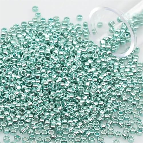 1200 Stück/Röhre, metallische Rocailles-Perlen, gleichmäßige Stickerei, Glas-Rocailles-Perlen-Anhänger zur Schmuckherstellung, DIY-Zubehör, PZ716, 2 mm, 1200 Stück, Röhre von LEPIZ