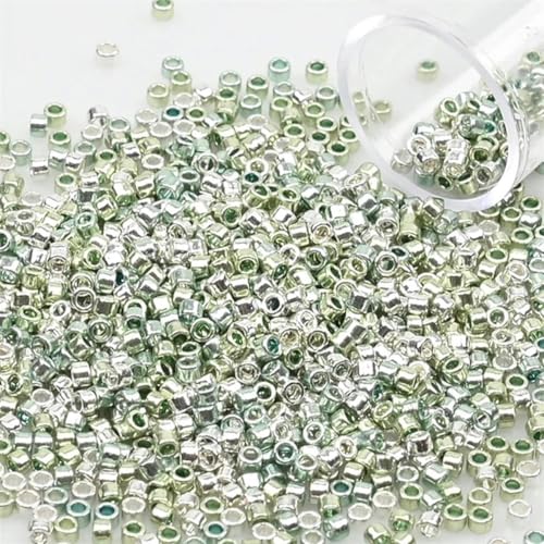 1200 Stück/Röhre, metallische Rocailles-Perlen, gleichmäßige Stickerei, Glas-Rocailles-Perlen-Anhänger zur Schmuckherstellung, DIY-Zubehör, PZ742, 2 mm, 1200 Stück, Röhre von LEPIZ