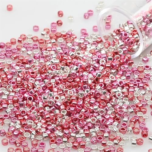 1200 Stück/Röhre, metallische Rocailles-Perlen, gleichmäßige Stickerei, Glas-Rocailles-Perlen-Anhänger zur Schmuckherstellung, DIY-Zubehör, PZ744, 2 mm, 1200 Stück, Röhre von LEPIZ