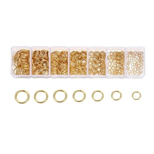 1Box Edelstahl-Karabinerverschlüsse, offene Biegeringe, Quetschperlen-Kappen-Set für DIY-Armband-Halsketten, Schmuckherstellungs-Kits-Set 04 von LEPIZ