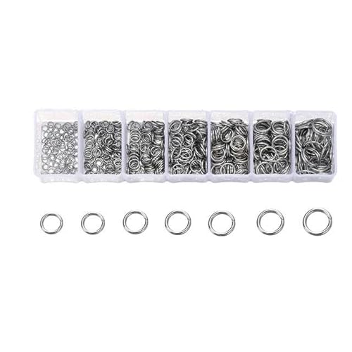 1Box Edelstahl-Karabinerverschlüsse, offene Biegeringe, Quetschperlen-Kappen-Set für DIY-Armband-Halsketten, Schmuckherstellungs-Kits-Set 05 von LEPIZ