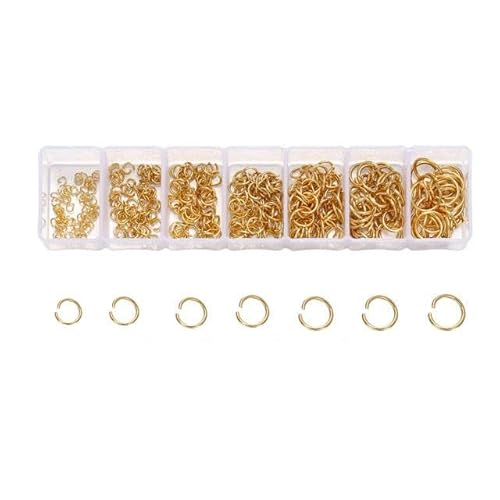 1Box Edelstahl-Karabinerverschlüsse, offene Biegeringe, Quetschperlen-Kappen-Set für DIY-Armband-Halsketten, Schmuckherstellungs-Kits-Set 08 von LEPIZ