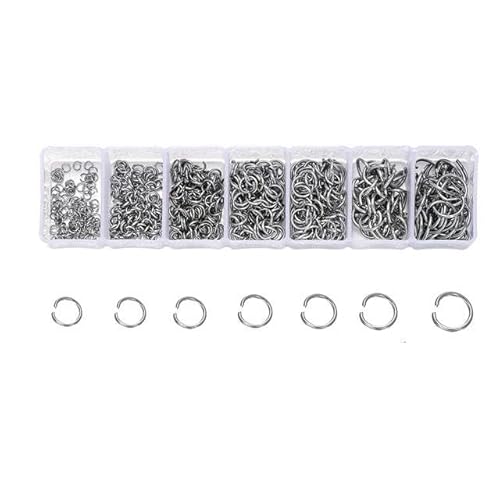 1Box Edelstahl-Karabinerverschlüsse, offene Biegeringe, Quetschperlen-Kappen-Set für DIY-Armband-Halsketten, Schmuckherstellungs-Kits-Set 09 von LEPIZ