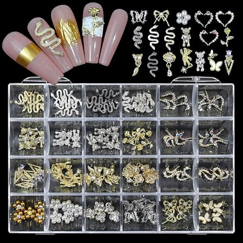 1Box glänzende AB-Diamanten, Nail Art-Strasssteine, Kristallglas-Edelsteine, Box mit 21 Gittern, Nagelanhänger in gemischter Größe, DIY-Nageldekoration-OM08-120 Stück von LEPIZ