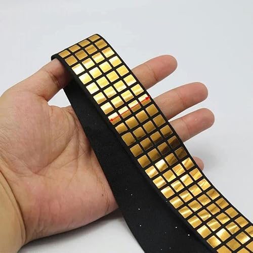 2/5 Jahre 15–50 mm Pailletten-Gummibänder zum Nähen von Kleidungsstücken, Hosen, reflektierendes Stretch-Gummiband, Gürtel, Elastizitätsband, Federband, Goldquadrat, 38 mm, a von LEPIZ