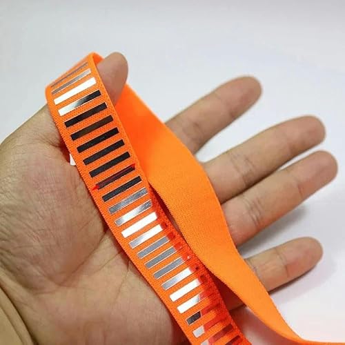 2/5 Jahre 15–50 mm Pailletten-Gummibänder zum Nähen von Kleidungsstücken und Hosen, reflektierendes Stretch-Gummiband, Gürtel, Elastizitätsband, Federband, Orange/Silber, 25 von LEPIZ