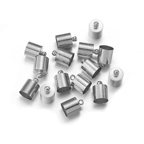 20–50 Stück/Los Quaste Lederkordel End Crimp Caps Perlen 2–12 mm Endkappe Passende Anschlüsse für DIY Halsketten Schmuckherstellung Erkenntnisse-Rhodium-8 mm Loch 7,5 mm x 50 Stück von LEPIZ