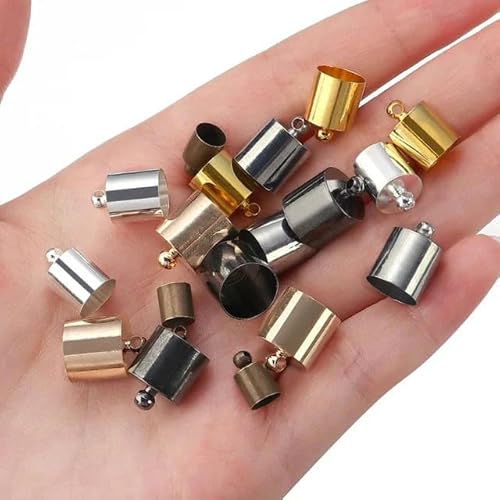 20–50 Stück/Los Quaste Lederkordel End Crimp Caps Perlen 2–12 mm Endkappe Passende Verbinder für DIY Halsketten Schmuckherstellung Erkenntnisse-Mehrfarbig-2,5 mm Loch 2 mm x 50 Stück von LEPIZ