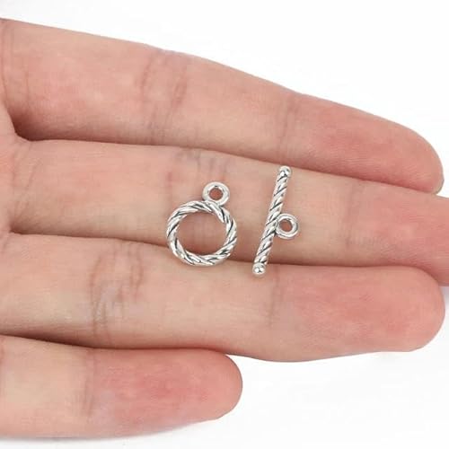 20 Sets OT-Ringhaken-Knebelverschlüsse, antikes Silber, Perlenverbinder, Metallperlen-Endverschluss zur Schmuckherstellung, Armband-15 x 7 x 2 mm, 20 Sets von LEPIZ