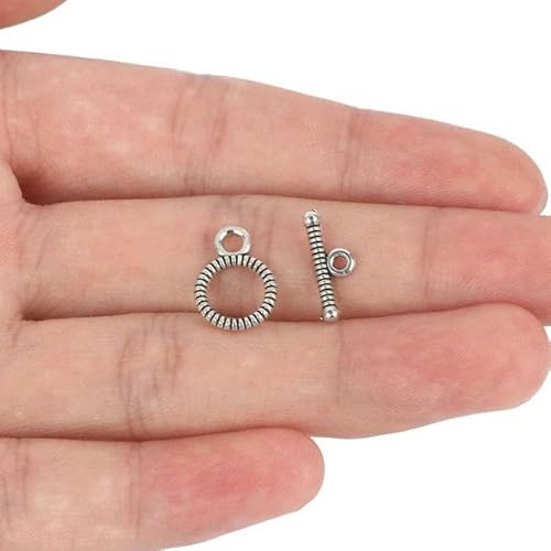 20 Sets OT-Ringhaken-Knebelverschlüsse, antikes Silber, Perlenverbinder, Metallperlen-Endverschluss zur Schmuckherstellung, Armband-17 x 7 x 1 mm, 20 Sets von LEPIZ