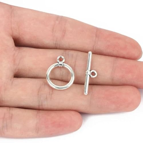 20 Sets OT-Ringhaken-Knebelverschlüsse, antikes Silber, Perlenverbinder, Metallperlen-Endverschluss zur Schmuckherstellung, Armband-19 x 11 x 3,0 mm, 20 Sets von LEPIZ