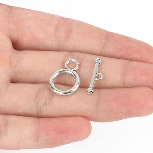 20 Sets OT-Ringhaken-Knebelverschlüsse, antikes Silber, Perlenverbinder, Metallperlen-Endverschluss zur Schmuckherstellung, Armband-19 x 4 x 2 mm, 20 Sets von LEPIZ