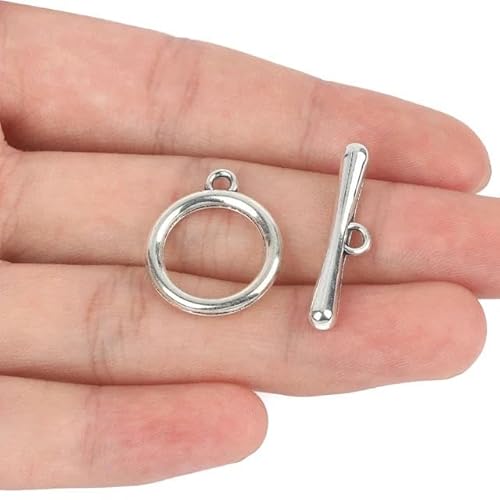 20 Sets OT-Ringhaken-Knebelverschlüsse, antikes Silber, Perlenverbinder, Metallperlen-Endverschluss zur Schmuckherstellung, Armband-22 x 14 x 2 mm, 10 Sets von LEPIZ