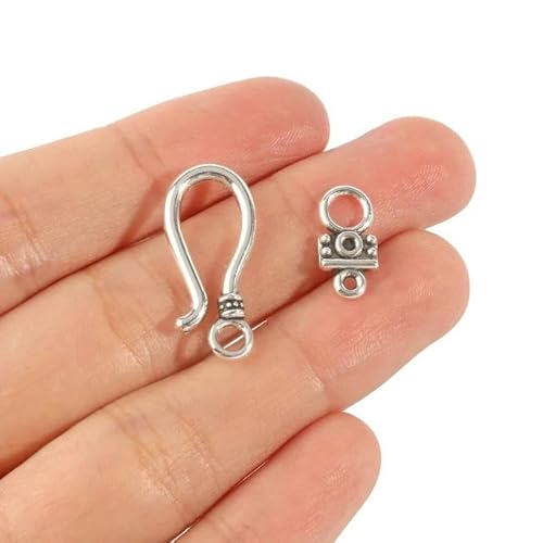 20 Sets OT-Ringhaken-Knebelverschlüsse, antikes Silber, Perlenverbinder, Metallperlen-Endverschluss zur Schmuckherstellung, Armband-24 x 2 mm, 20 Sets von LEPIZ