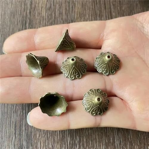 20 Stück 10 x 16 mm Zinklegierung 3-farbige Perlenkappen-Abstandshalter-Anschluss DIY Quaste Halskette Schmuck Bastelzubehör-Bronze von LEPIZ