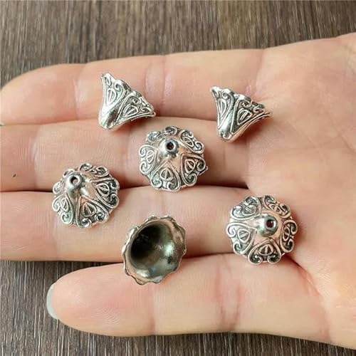 20 Stück 10 x 16 mm Zinklegierung 3-farbige Perlenkappen-Abstandshalter-Anschluss DIY Quaste Halskette Schmuck Bastelzubehör-Silber von LEPIZ