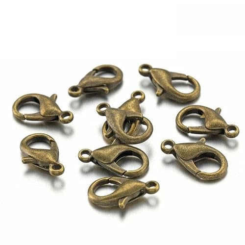 200 Stück/100 Stück Karabinerverschluss, Biegeringe, Verbindungsstücke, Crimp-Endperlen für Armbänder, Halsketten, Ketten, DIY-Schmuckherstellungsset, Komponenten-Bronze-Verschlüsse von LEPIZ