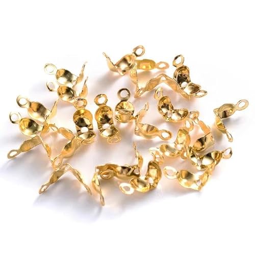 200 Stück/Los Kugelketten-Crimp-Endverbinder Perlenspitzen Enden Muschelknotenabdeckung zur Schmuckherstellung Armband Halskette-Gold-4 x 8 mm von LEPIZ