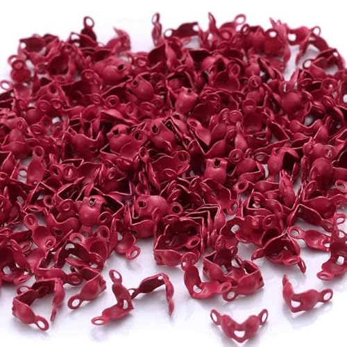 200 Stück gemischte Kugelketten-Crimp-Endverbinder, Perlenspitzen, Faden, Kordel, Endknotenabdeckung, Verschluss für die Herstellung von DIY-Schmuck, Armbänder, Halsketten, rosarot von LEPIZ