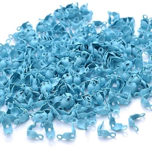 200 Stück gemischte Kugelketten-Crimp-Endverbinder, Perlenspitzen, Faden, Kordel, Endknotenabdeckung, Verschluss für die Herstellung von DIY-Schmuck, Armbändern und Halsketten, blau von LEPIZ