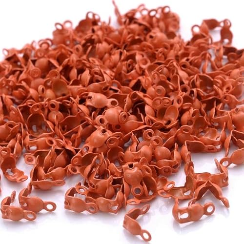 200 Stück gemischte Kugelketten-Crimp-Endverbinder, Perlenspitzen, Faden, Kordel, Endknotenabdeckung, Verschluss für die Herstellung von DIY-Schmuck, Armbändern und Halsketten, orange von LEPIZ