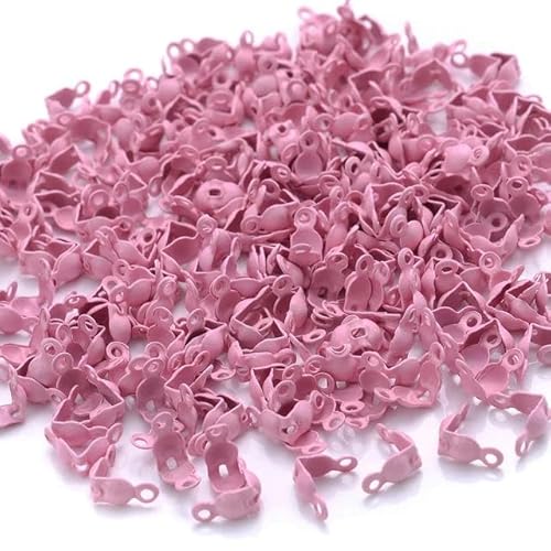 200 Stück gemischte Kugelketten-Crimp-Endverbinder, Perlenspitzen, Faden, Kordel, Endknotenabdeckung, Verschluss für die Herstellung von DIY-Schmuck, Armbändern und Halsketten, rosa von LEPIZ