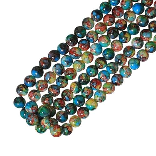 240 Stück 10 mm mehrfarbige Glasperlen mit Sprenkeln für die Herstellung von DIY-Armbändern und Armreifen. 111 verschiedene Farben zur Auswahl-69-10 mm von LEPIZ