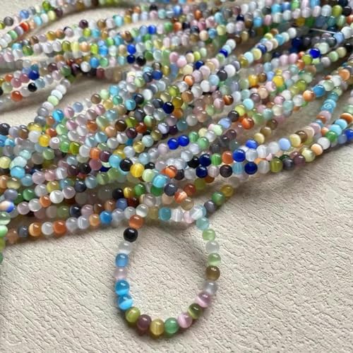 3,0 mm Natursteinperle, rund, Edelstein, Katzenauge, kleine Perle, Glitzerperle, Schmuckherstellung, Armband, Halskette, 1,–3,0 mm, 38–40 cm von LEPIZ