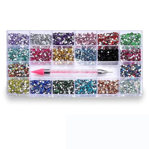 3 mm klares AB-Kristall-Strass-Set, rundes Harz, flache Rückseite, bunte Glitzer-Edelsteine, Nagelzubehör, DIY 3D-Nagelkunst-Dekorationen, Set 2 von LEPIZ