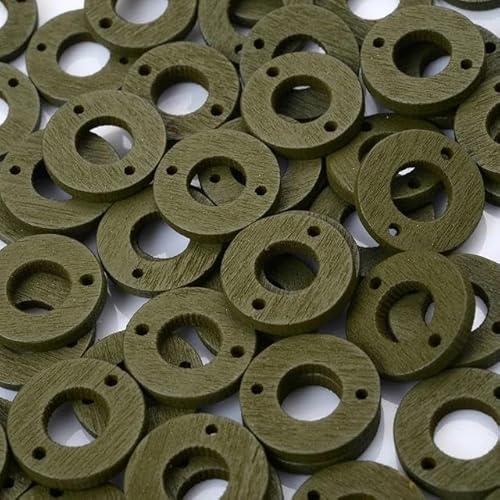 30 Stück/Los 18 mm flache, runde Perlen, Charms, geometrische Holzperlen zur Herstellung von Halsketten, Anhängern, Ohrringverbindern, Schmuckzubehör, grün von LEPIZ